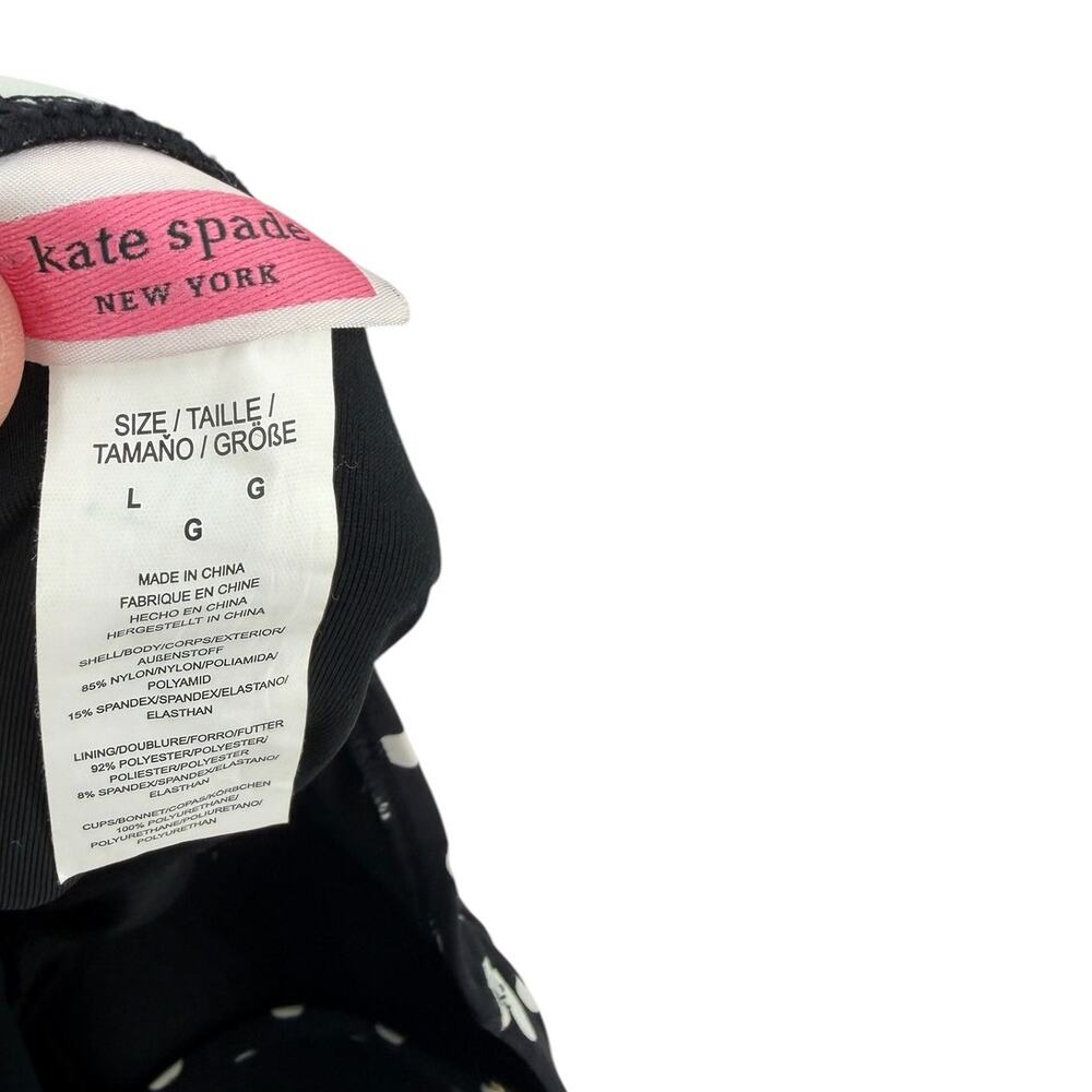 Kate Spade New York Polka Dot One Piece Swimsuit Bow Front Black White Large - Picture 9 of 10